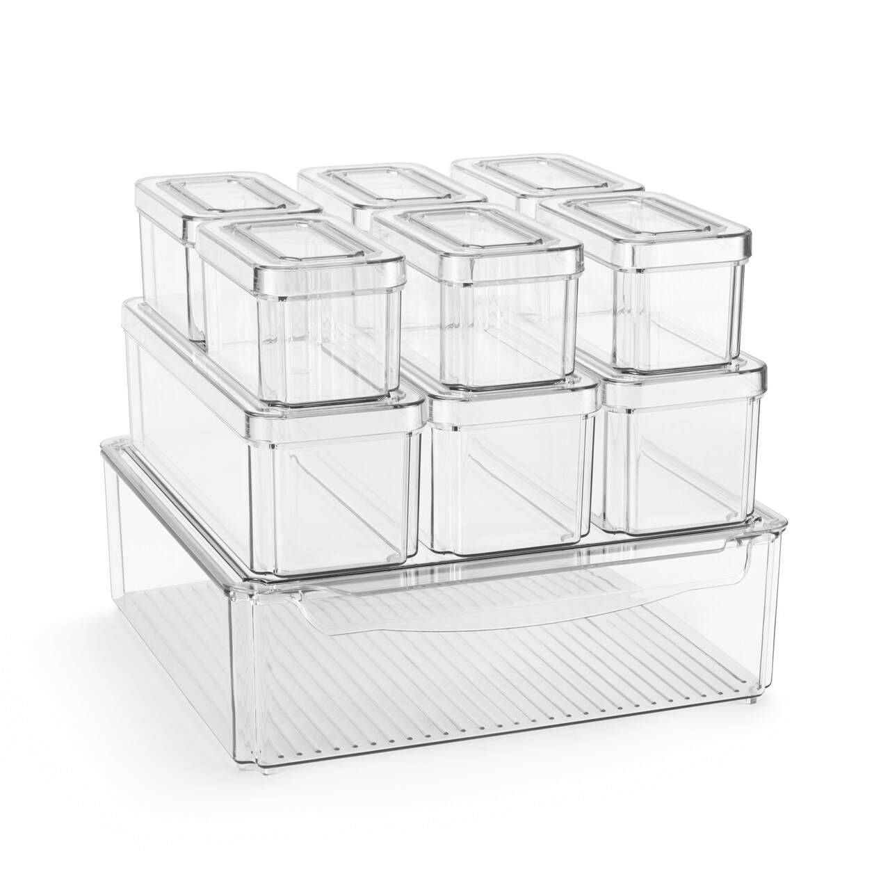 Sorbus 10 Pack Clear Stackable Refrigerator Storage Bins with Lids - Perfect for Kitchen Organization, Pantry and Fridge Storage